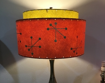 Mid Century Vintage Style 2 Tier Fiberglass Lamp Shade Modern Atomic Retro B/O Starburst