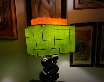 Mid Century Style  2 Tier Fiberglass Lamp Shade Retro Modern Rectangular Tangerine Orange and Mint Green