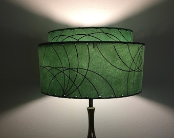 Mid Century Vintage Style 2 Tier Fiberglass Lamp Shade Modern Atomic Retro Alpine Green