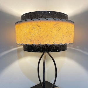 Mid Century Style 3 Tier Fiberglass Lamp Shade Retro Modern 15X9 Ivory Black