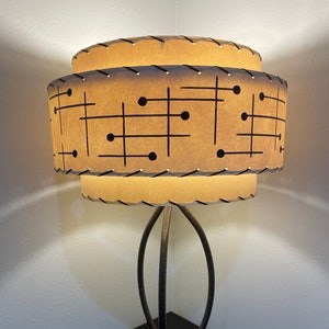 Mid Century Style 3 Tier Fiberglass Lamp Shade Retro Modern 15X9 Ivory BLK MATCH