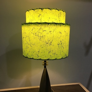 Mid Century Vintage Style 2 Tier Fiberglass Lamp Shade Modern Atomic Lime Green 10x9