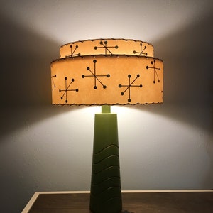 Mid Century Vintage Style 2 Tier Fiberglass Lamp Shade Modern Starburst Retro Ivory/Ivory