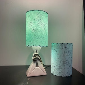 Custom Pair of Mid Century Style Fiberglass Lamp Shades Sea Foam