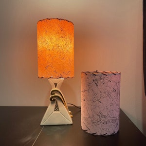 Custom Pair of Mid Century Style Fiberglass Lamp Shades Pink