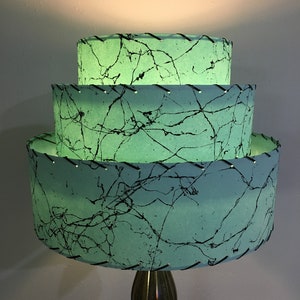 Mid Century Style 3 Tier Fiberglas Lampenschirm Retro Modern 15x11 Pagode Sea Foam