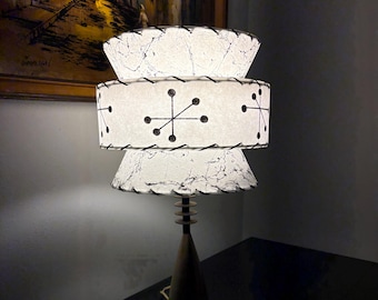 Handmade Tapered 3 Tier Fiberglass Lamp Shade Starburst Atomic White MCM