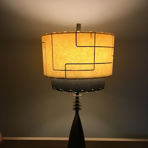 Mid Century Vintage Style 2 Tier Fiberglass Lamp Shade Modern Atomic Cubes 10x7
