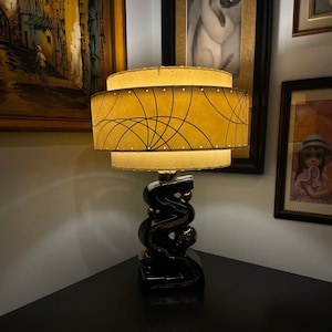 Mid Century Style 3 Tier Fiberglass Lamp Shade Retro Modern 15X9 Ivory Gold Multi Arc