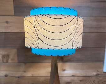 Mid Century Style 3 Tier Fiberglass Lamp Shade Retro Modern 15X10.5 Turquoise and Ivory
