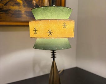 Handmade Tapered 3 Tier Fiberglass Lamp Shade Starburst Atomic Alpine Ivory MCM