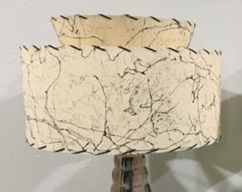 Mid Century Vintage Style Tapered 2 Tier Fiberglass Lamp Shade Modern Atomic Ivory T2