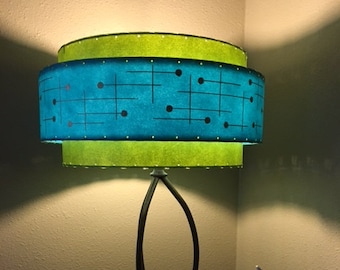 Mid Century Style 3 Tier Fiberglass Lamp Shade Retro Modern 15X9 Turquoise