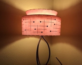 Mid Century Vintage Style Tapered 2 Tier Fiberglass Lamp Shade Modern Atomic Pink