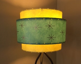 Vintage Mid Century Style Fiberglass Lamp Shade Modern Atomic Alpine/ Yellow 12x9
