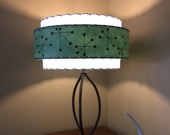 Mid Century Vintage Style 3 Tier Fiberglass Lamp Shade Starburst Atomic 18x11*