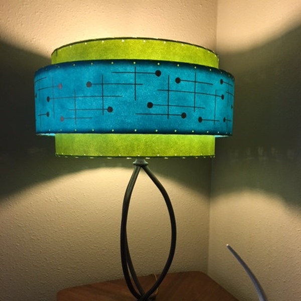 Mid Century Style 3 Tier Fiberglass Lamp Shade Retro Modern 15X9 Turquoise