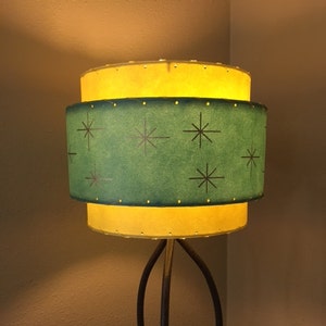 Vintage Mid Century Style Fiberglass Lamp Shade Modern Atomic Alpine/ Yellow 12x9