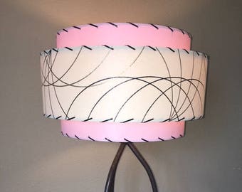 Mid Century Style 3 Tier Fiberglass Lamp Shade Retro Modern Pink