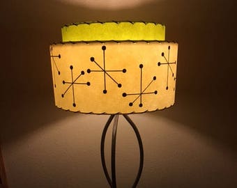 Mid Century Vintage Style 2 Tier Fiberglass Lamp Shade Modern Atomic Retro IO Starburst