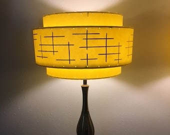 Mid Century Style 3 Tier Fiberglass Lamp Shade Retro Modern 15X9 Yellow/ Yellow