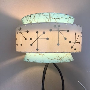 Mid Century Vintage Style Tapered 3 Tier Fiberglass Lamp Shade Atomic Starburst