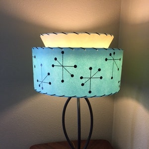 Mid Century Vintage Style Tapered 2 Tier Fiberglass Lamp Shade Modern Atomic Sea Foam/ Ivory