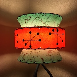 Mid Century Vintage Style Tapered 3 Tier Fiberglass Lamp Shade Starburst Atomic TNG/SF