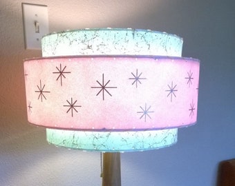 Mid Century Vintage Style 3 Tier Fiberglass Lamp Shade Starburst Atomic  Pink SF/P