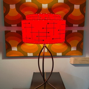 Mid Century Vintage Style 2 Tier Fiberglass Lamp Shade Modern Atomic Retro Red Gold