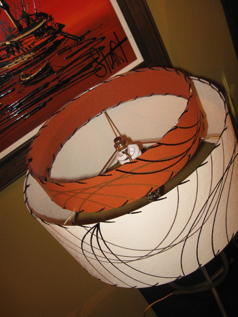 Mid Century Vintage Style 2 Tier Fiberglass Lamp Shade Modern Etsy