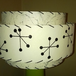 Vintage Mid Century Style Fiberglass Lamp Shade Modern Atomic Starburst Ivory/BLK