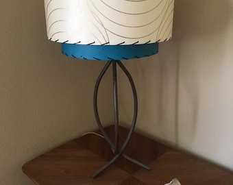 Vintage Mid Century Style Fiberglass Lamp Shade Modern Atomic Teal