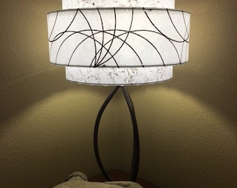 Vintage Mid Century Style Fiberglass Lamp Shade Modern Atomic Bright White