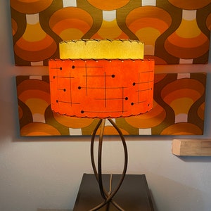 Mid Century Vintage Style 2 Tier Fiberglass Lamp Shade Modern Atomic Retro Orange Ivory