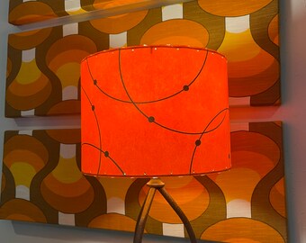 Mid Century Style  Fiberglass Lamp Shade Retro Modern Tangerine Orange Gold