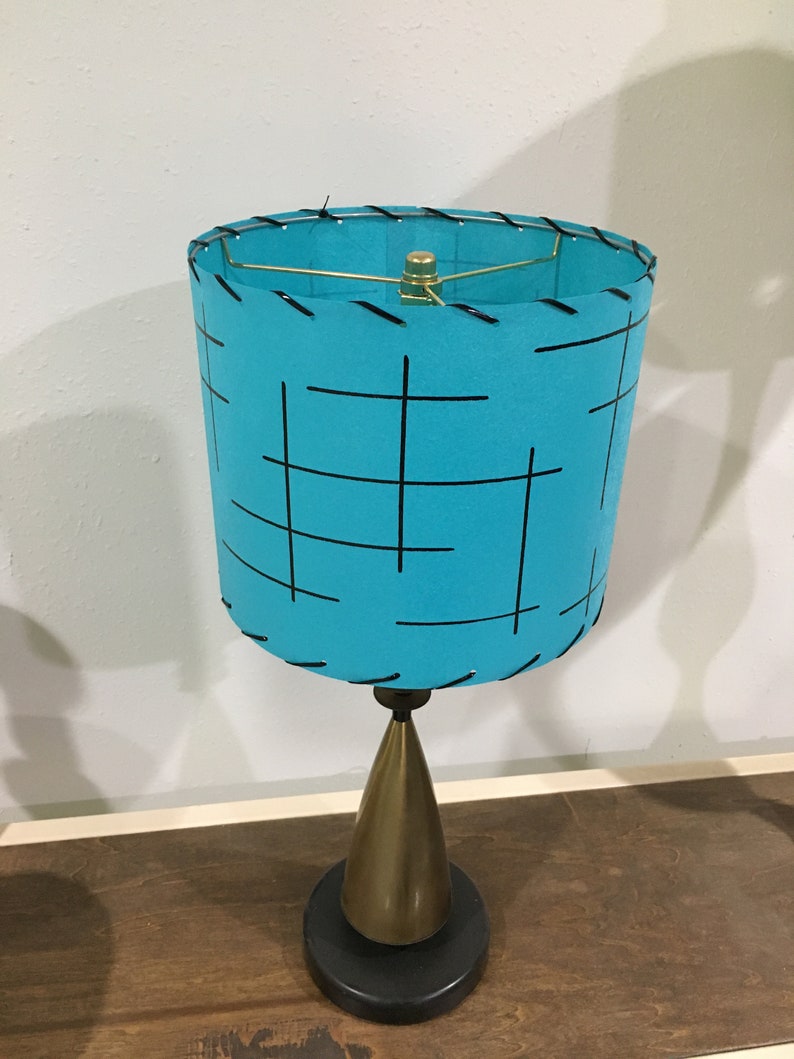 Mid Century Style Fiberglass Lamp Shade Retro Modern Turquoise Etsy