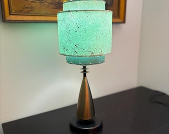 3 Tier Fiberglass Lamp Shade Modern Atomic MCM Style Sea Foam / Alpine
