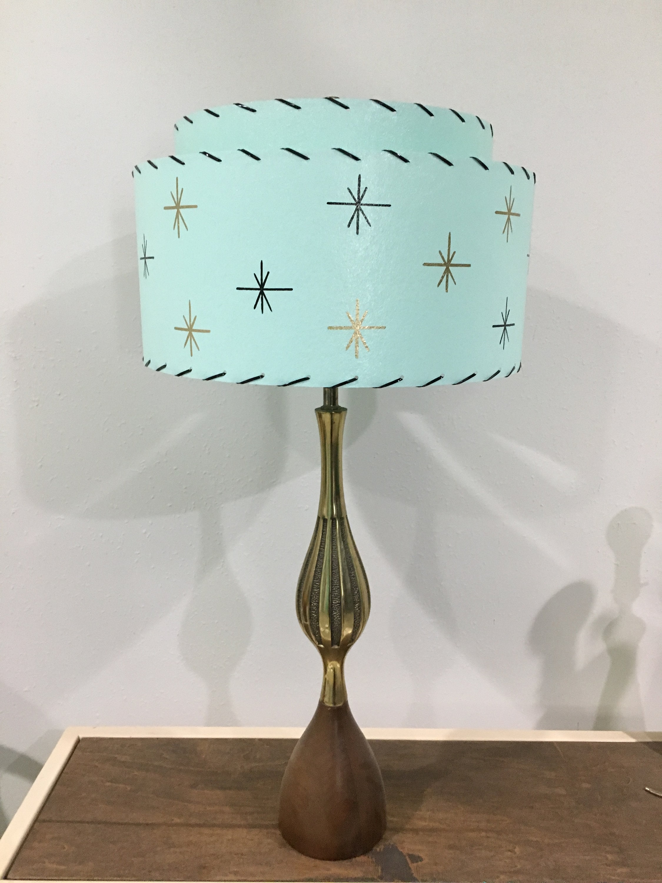 Mid Century Vintage Style 2 Tier Fiberglass Lamp Shade Modern