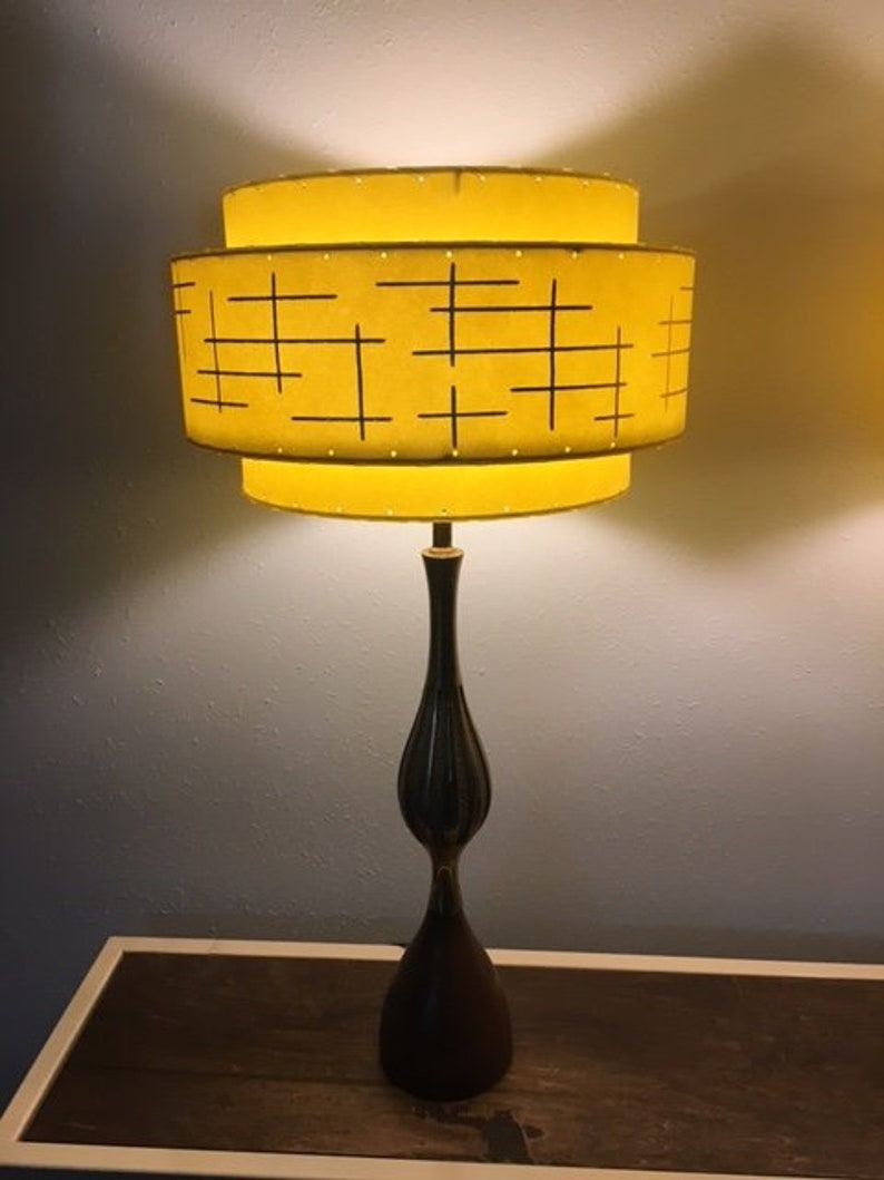 Mid Century Style 3 Tier Fiberglass Lamp Shade Retro Modern 15x9 Yellow
