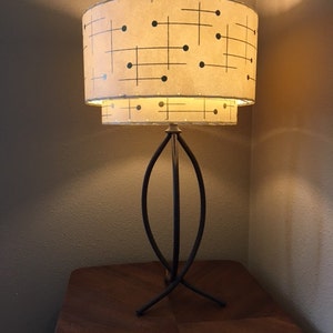 Mid Century Vintage Style 2 Tier Fiberglass Lamp Shade Modern Atomic Retro Ivory/Gold