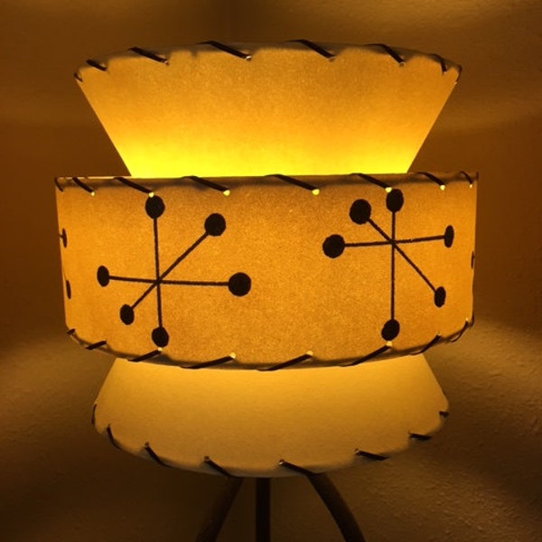 Mid Century Vintage Style Tapered 3 Tier Fiberglass Lamp Shade Starburst Atomic Ivory