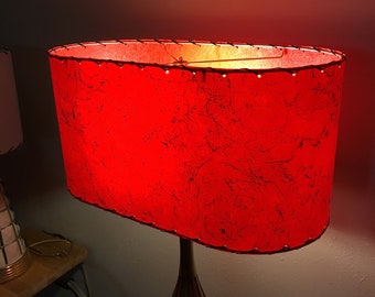 Mid Century Style  Fiberglass Lamp Shade Retro Modern Oval Red w/B&G Spatter