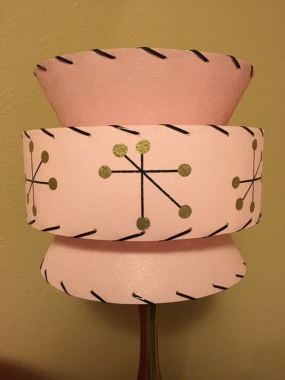 Mid Century Vintage Style Tapered 3 Tier Fiberglass Lamp Shade Modern Atomic SF Mid Century Vintage Style Tapered 3 Tier Fiberglass Lamp Shade Modern Atomic SF