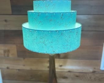 Halverwege de eeuw stijl 3-laags glasvezel lampenkap retro modern 15 x 11 pagode zeeschuim/ goud