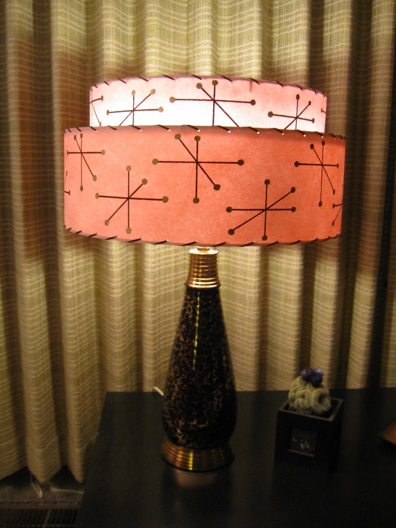 Mid Century Vintage Style 2 Tier Fiberglass Lamp Shade Modern Etsy