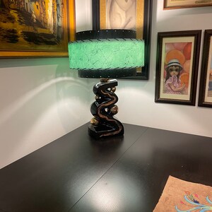 Mid Century Style 3 Tier Fiberglass Lamp Shade Retro Modern Sea foam Black
