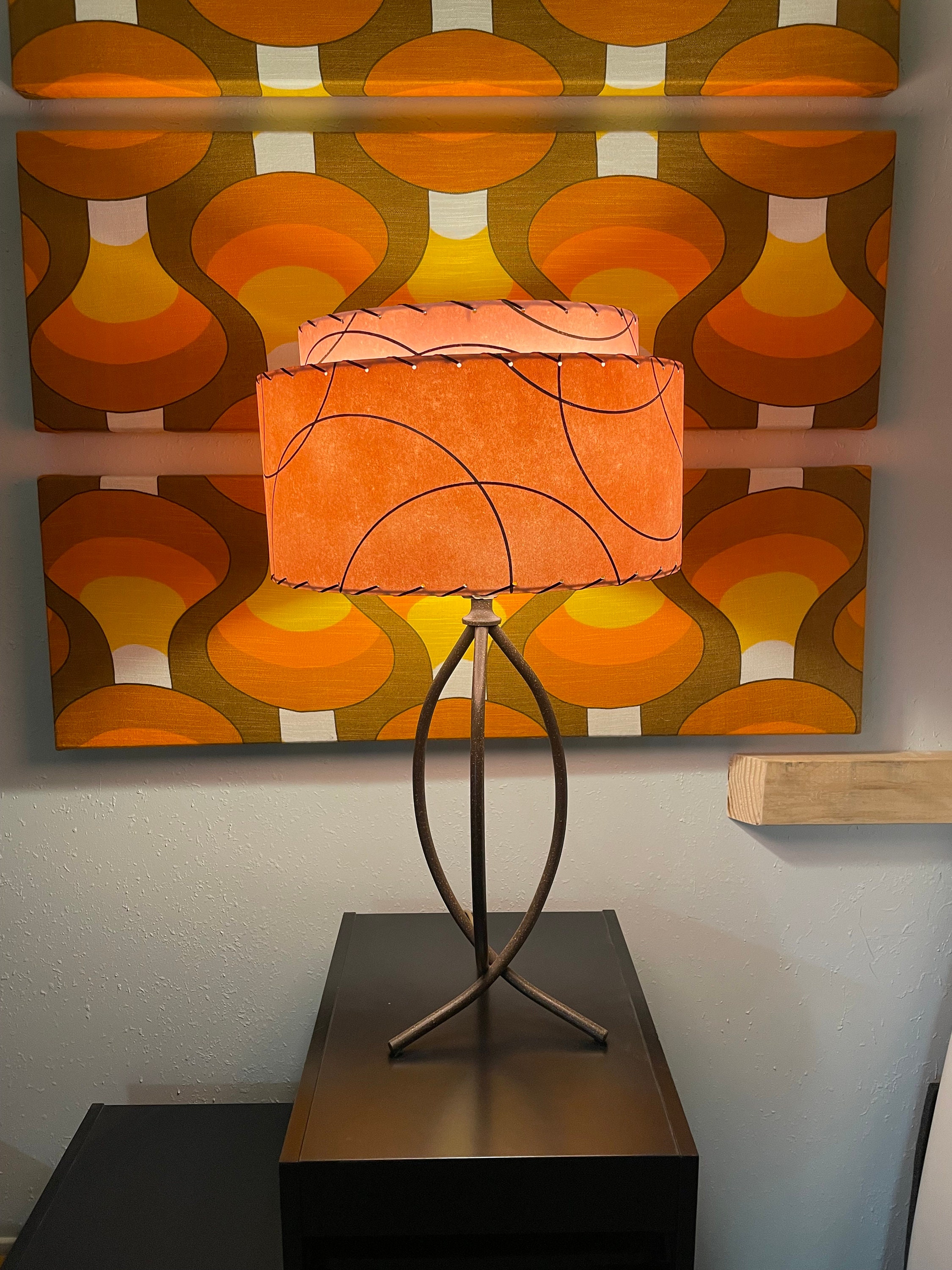 ミッドセンチュリーヴィンテージスタイル 2段ファイバーグラスランプ