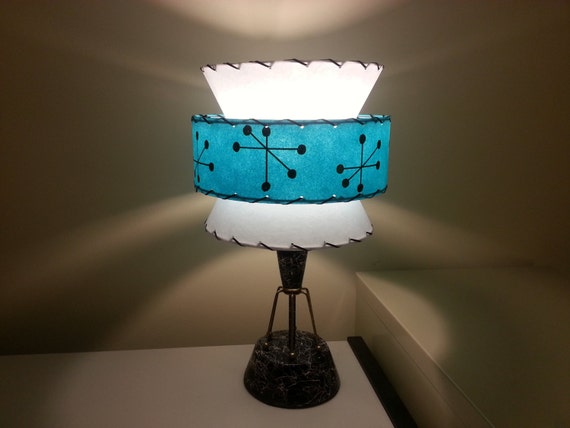 Mid Century Vintage Style Tapered 3 Tier Fiberglass Lamp Shade Modern Atomic SF Mid Century Vintage Style Tapered 3 Tier Fiberglass Lamp Shade Modern Atomic SF