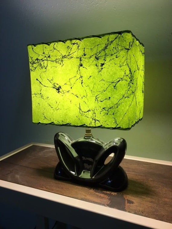 Mid Century Vintage Style Fiberglass Lamp Shade Modern Rectangular Alpine Green 